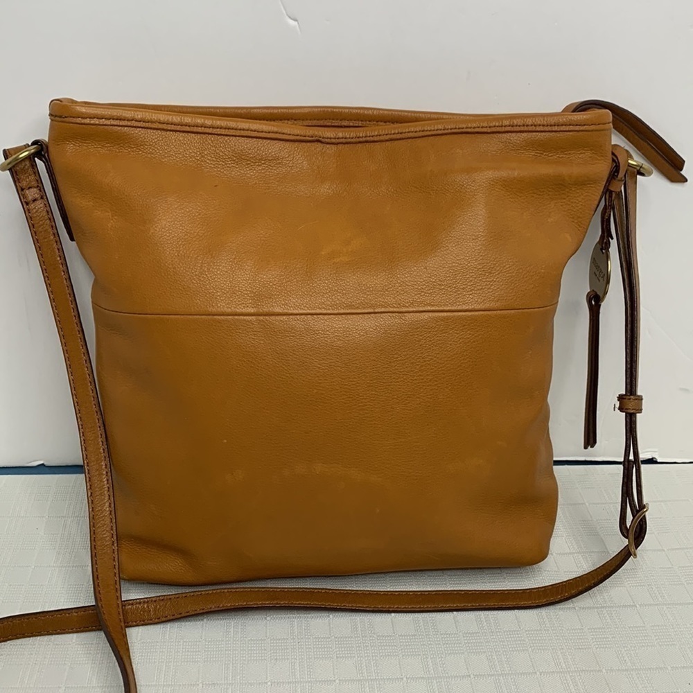 Margot Tan whiskey Leather turnlock crossbodybag - Picture 3 of 9